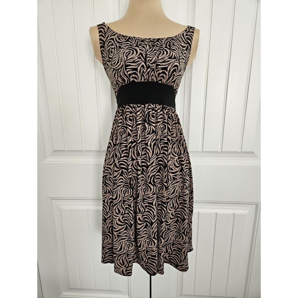 London Times Brown Black Geometric Sleeveless Tank Dress Women's 8